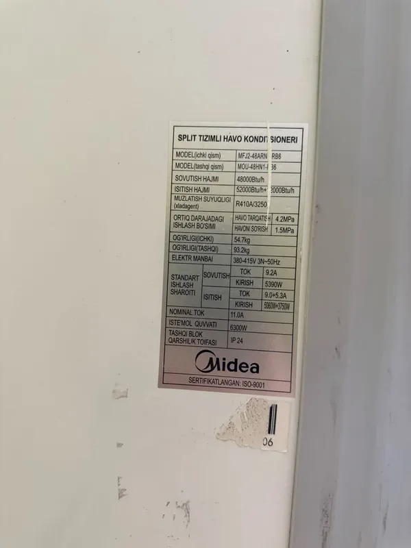 Сплит тизимли хаво кондиционери MIDEA MFJ2-48ARN б/у, с гарантией. — фото 1