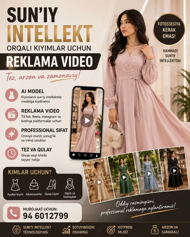 Sun’iy intellekt orqali kiyimlar uchun reklama video Sun’iy intellekt orqali kiyimlar uchun reklama video