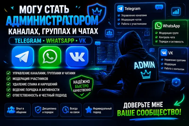 Могу стать администратором каналов, групп и чатов