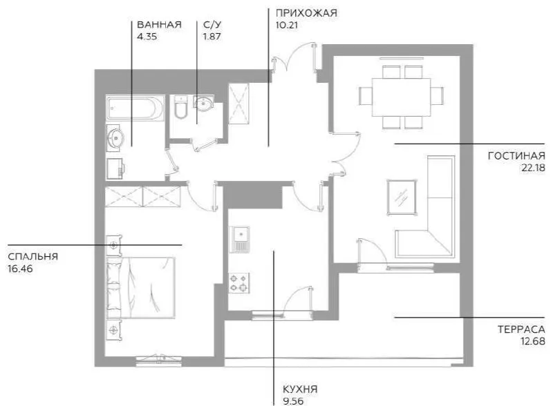 2-комнатная квартира, 65 м², Мирабад 6 2-комнатная квартира, 65 м², Мирабад 6