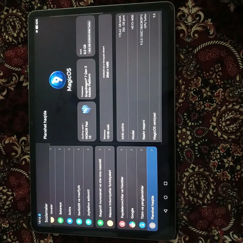 Flanshid sotiladi honor pad 10 hotira 256 ram 8,0 GB — фото 2