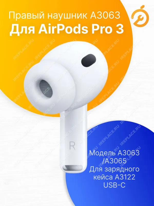 Правый Наушник для AirPods Pro 3 (R)A3063 (A3065) Правый Наушник для AirPods Pro 3 (R)A3063 (A3065)