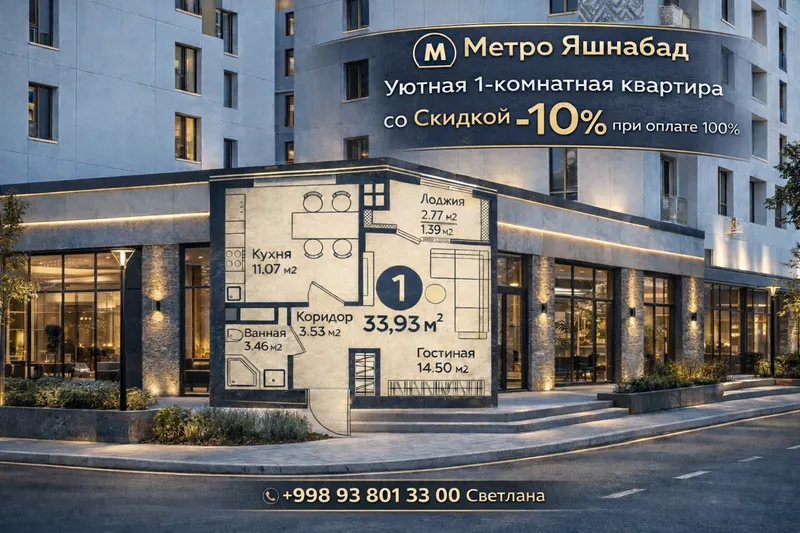 Yashnobod metrosi yonida -10% chegirmali shinam 1 xonali uy 1 Yashnobod metrosi yonida -10% chegirmali shinam 1 xonali uy 1