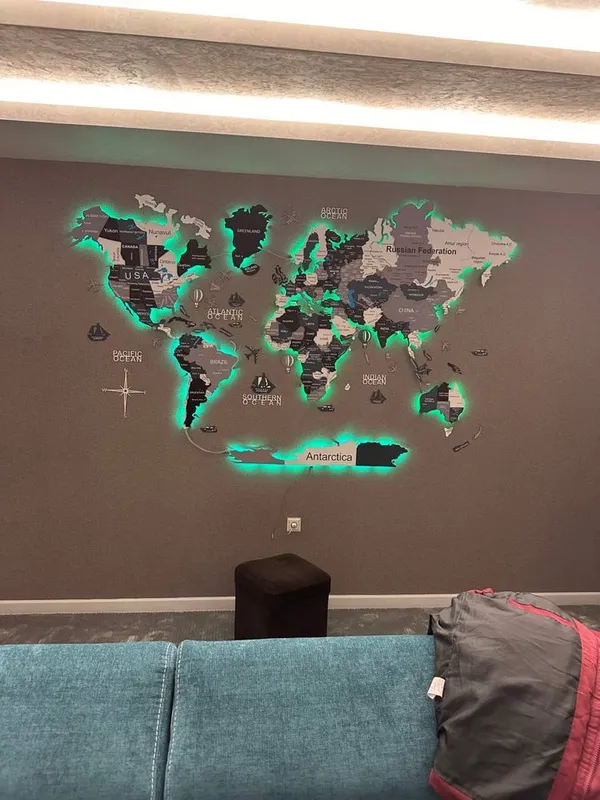 Uy va ofisingizni , 3D dunyo xaritasi bilan bezang — фото 2