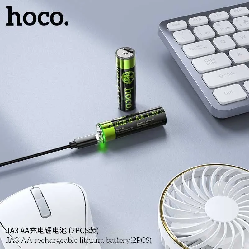 Hoco JA3 JA4 перезаряжаемые литиевые AA-батарейки Rechargeable Battery — фото 1
