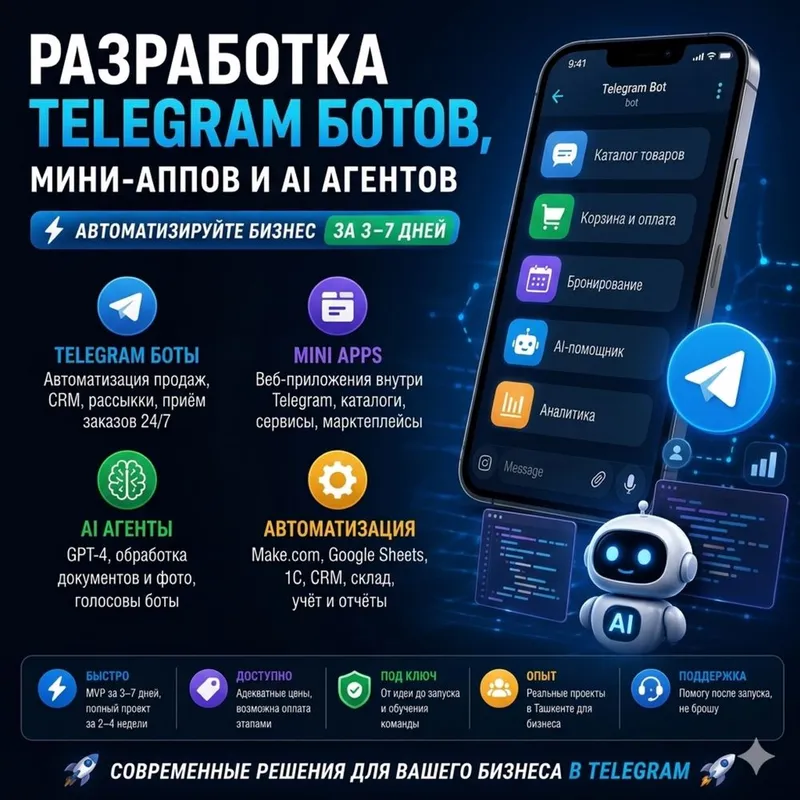Разработка TELEGRAM Ботов, Mini App И AI Агентов