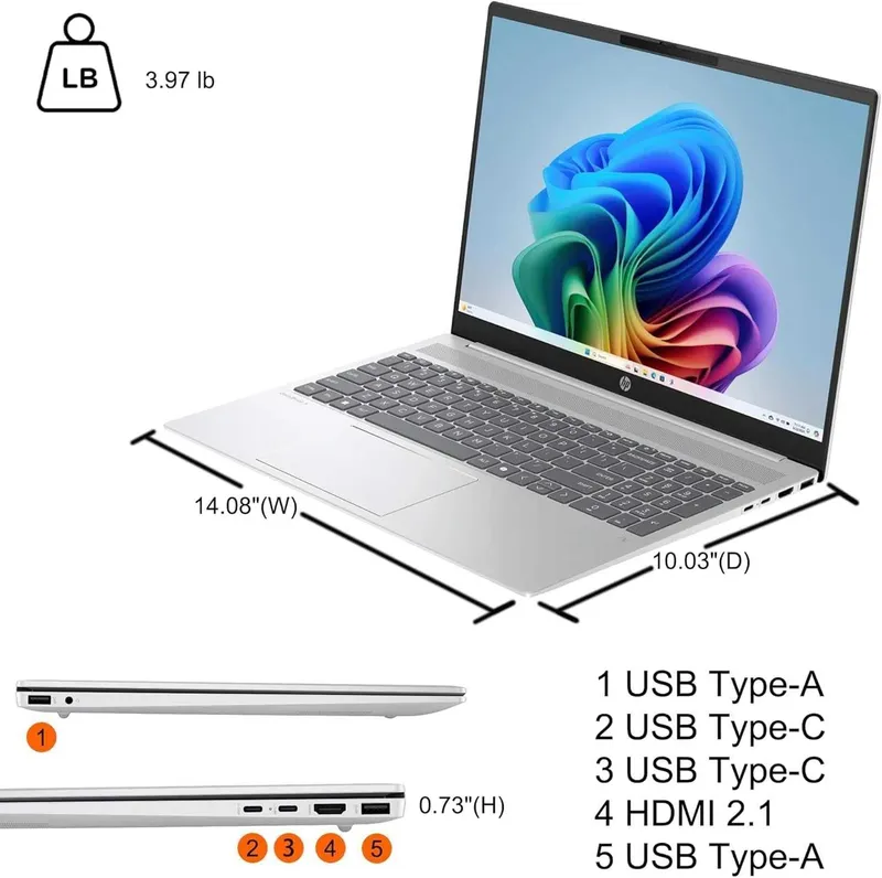 HP OmniBook 5 16 WUXGA AMD Ryzen AI 7 350, 16 ГБ LPDDR5, 512 ГБ — фото 2