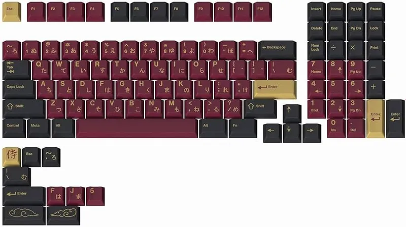 Кейкапы GMK Red Samurai kit 1800 Keycaps Key caps Кей капы для клавы
