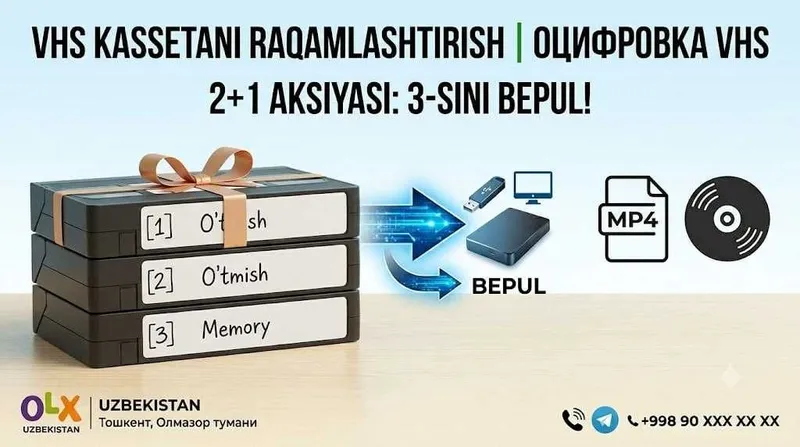 Videokasseta otsifrovka | UYDAN OLIB KETAMIZ | VHS fleshka HDD