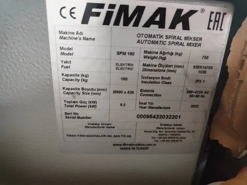 FIMAK SPM-160 xamir qorish mashinasi 3