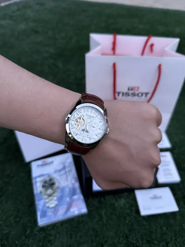 Мужские часы Tissot, кожанный ремешок, премиальные механические часы — фото 6