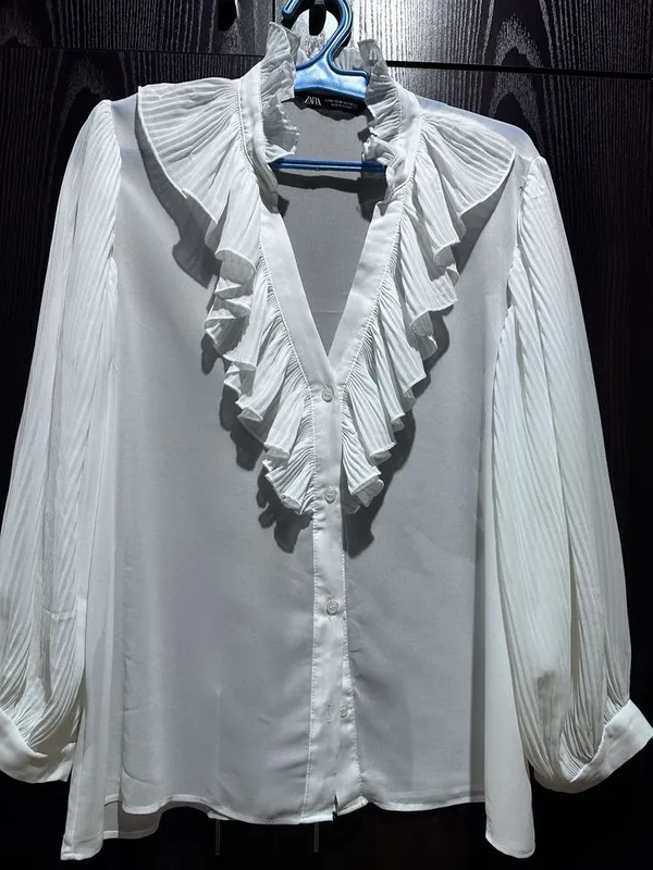 Белая блузка ZARA, размер М, рубашка Chiroili, S-M