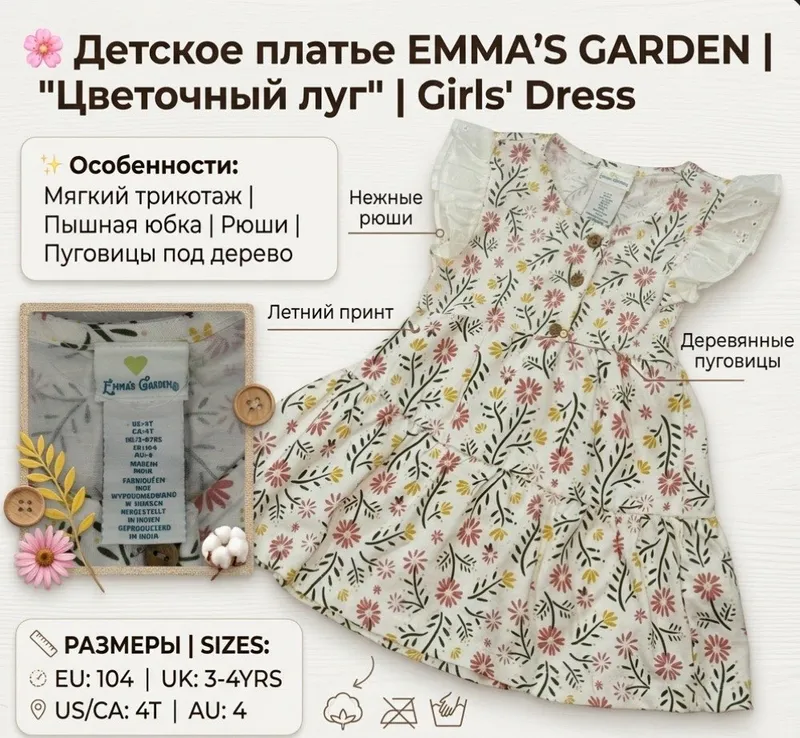 Набор летней одежды для девочки 3-4 года — фото 8