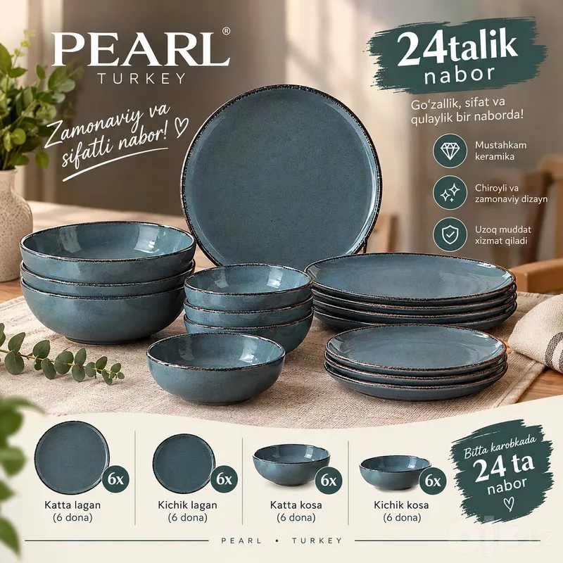 Pearl Proselen firmasining 24talik idishlar nabori 2 Pearl Proselen firmasining 24talik idishlar nabori 2