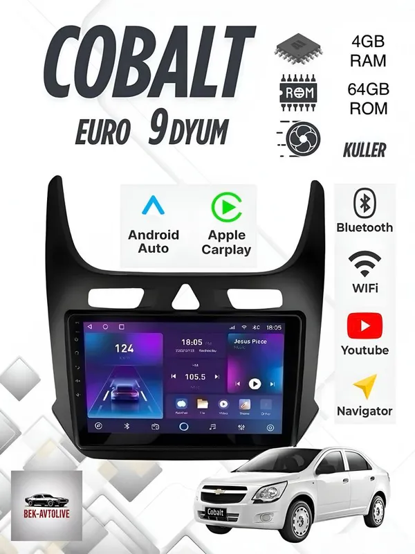 Магнитола для Кобальт андроид 15 Monitor Cobalt uchun yangi CarPlay