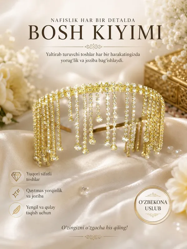 bosh kiyimi, kelinlar uchun diadema