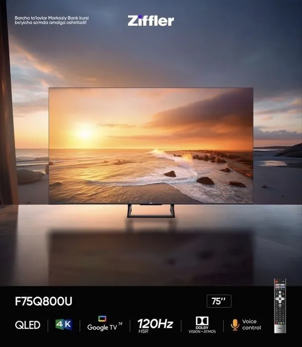 Телевизор Ziffler 85’ Google Tv Qled 4k формат, с бонусами при покупке — фото 1