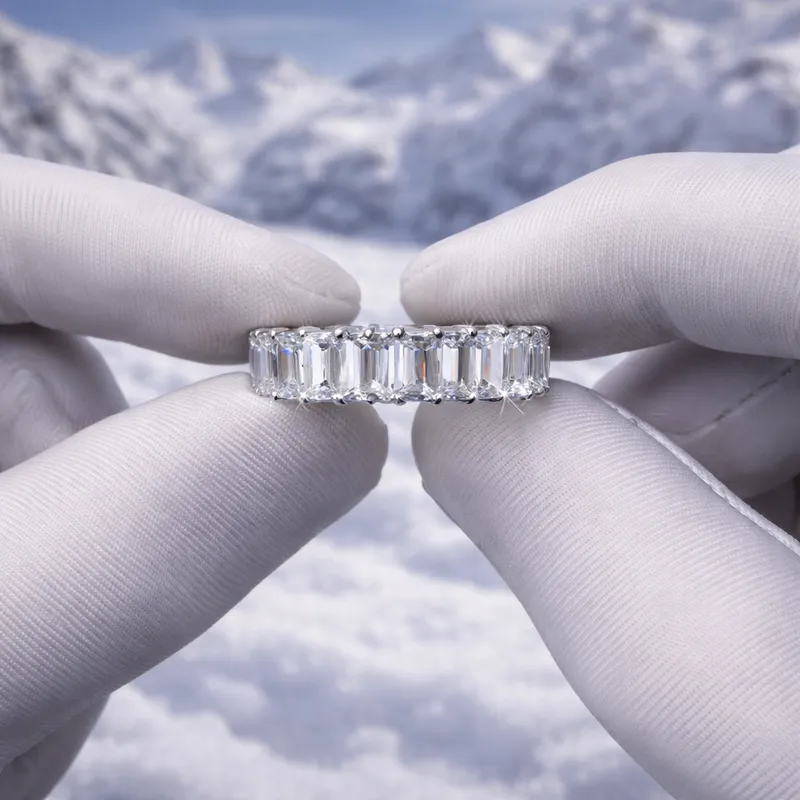 Claw Set Emerald Cut Eternity Ring Кольцо Uzug 4