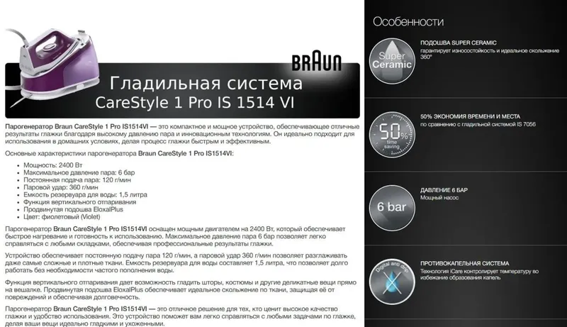 Парогенератор BRAUN IS1514VI — фото 3