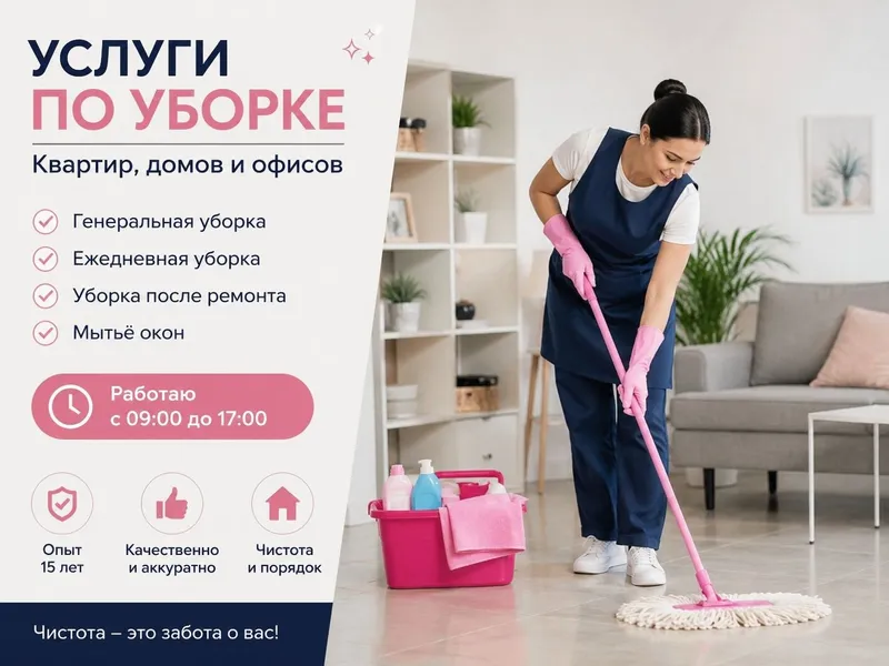 Предлагаю услуги по уборке квартир, домов и офисов. Предлагаю услуги по уборке квартир, домов и офисов.