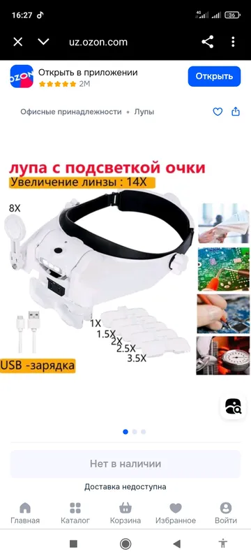 Очки лупа для зрения с линзами перезаряжаемый с