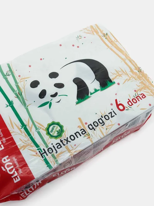 Туалетная бумага Elma Panda Asian Pack 2х слойная 6 шт, Без втулки — фото 3
