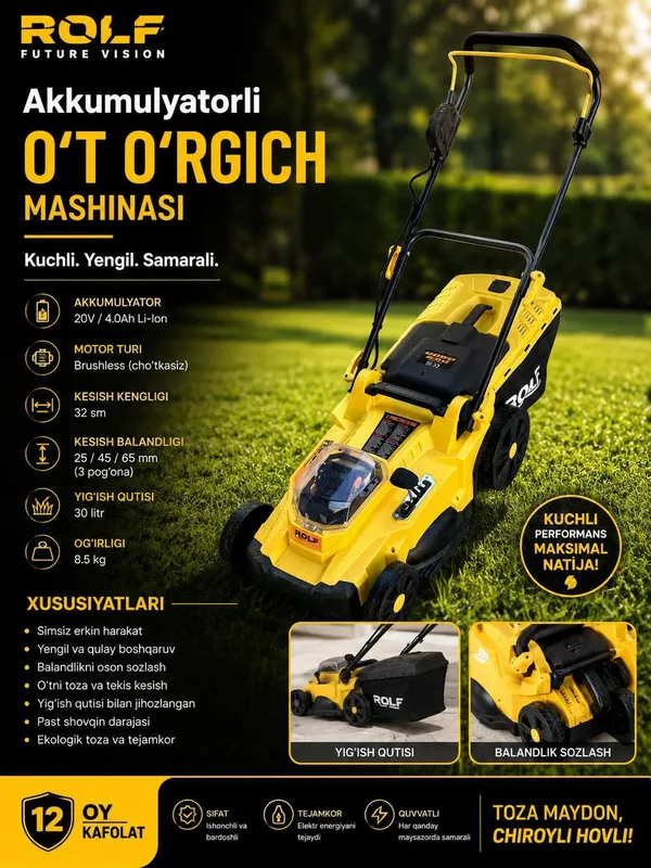 Simsiz maysa o'rish mashinasi Rolf TOP-3200L, ART 2725