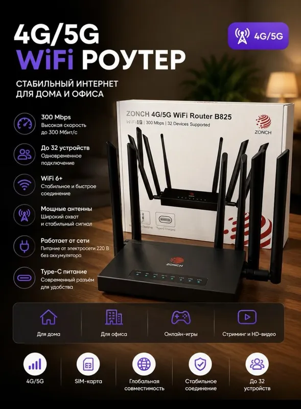 Wi-Fi роутер Zonch B825 SIM-карт Доставка есть