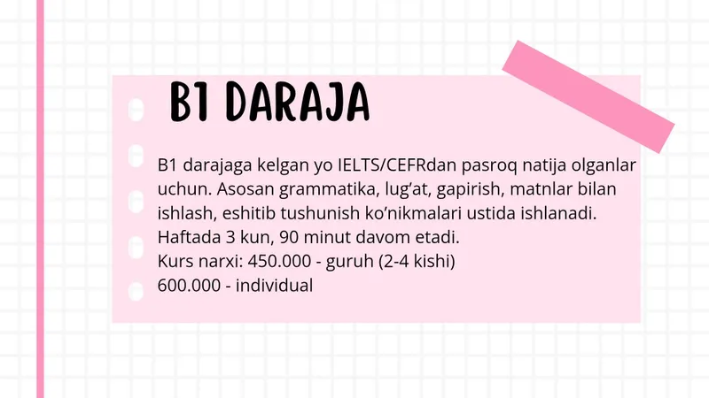 IELTS individual kurslar. Ingliz tili B2-C1 tayyorlov. — фото 3
