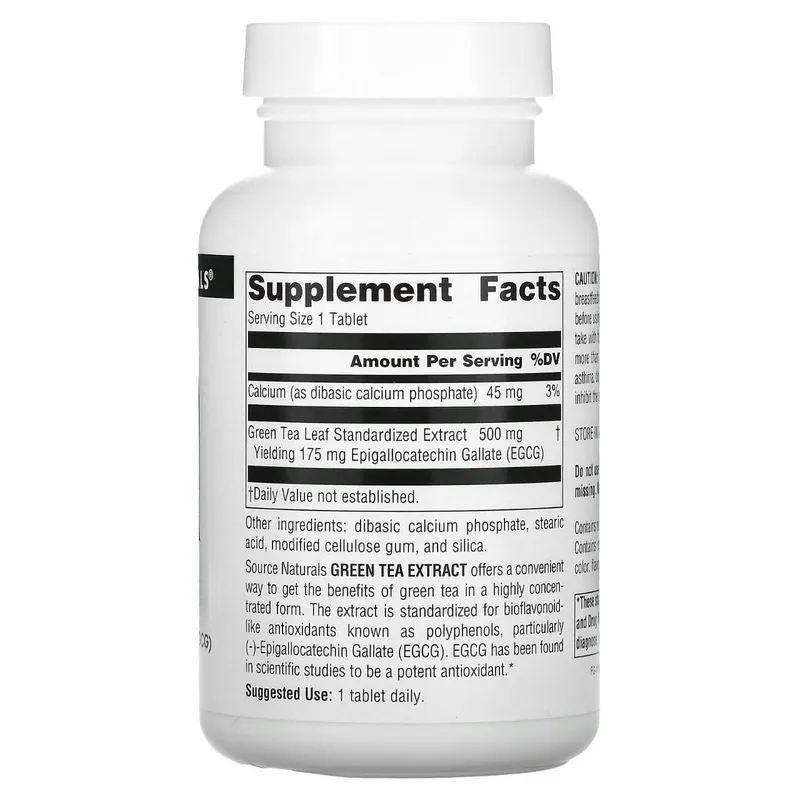Зеленый чай экстракт (Green Tea Extract), Source Naturals500 мг60 табл — фото 1