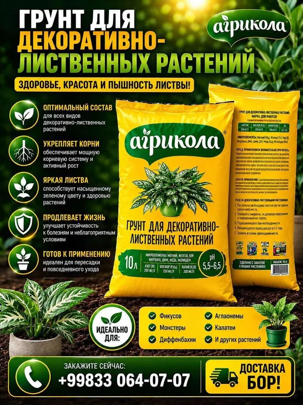 Хонаки, декоратив гуллар учун тайёр грунт, Торф, Биогумус. Россия 2