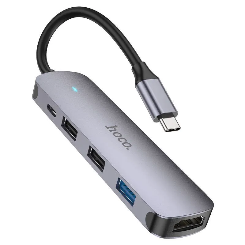USB Type-C Хаб HOCO HB27 5 в 1, HDMI, USB 3.0, 2×USB 2.0, PD 100W — фото 3