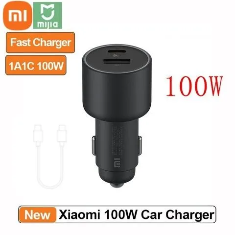 Автомобильное зарядное устройство Xiaomi, 100 Вт, 5 В, 3 А, два USB-по — фото 1