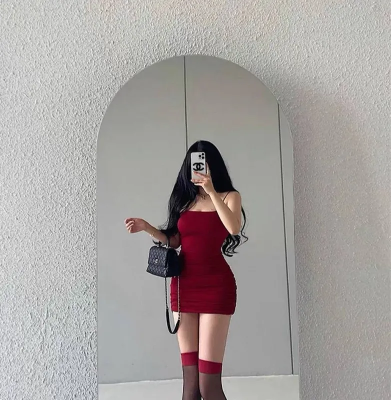 Bordo rangli mini ko‘ylak 2