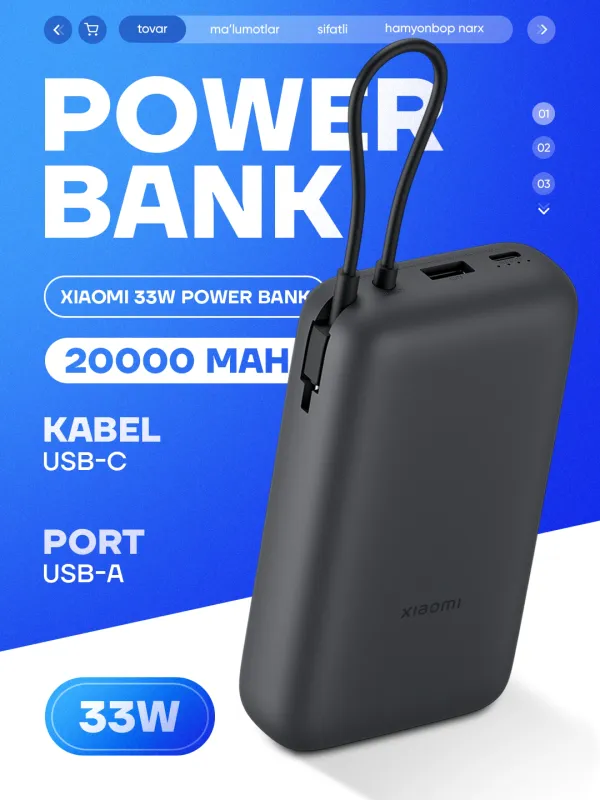Xiaomi 33W Power Bank 20000mAh Dark Gray 2