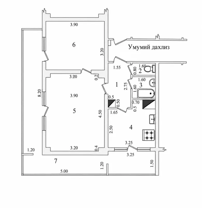 TSUM yaqinida 2 xonali kvartira (69 m²) sotiladi 10