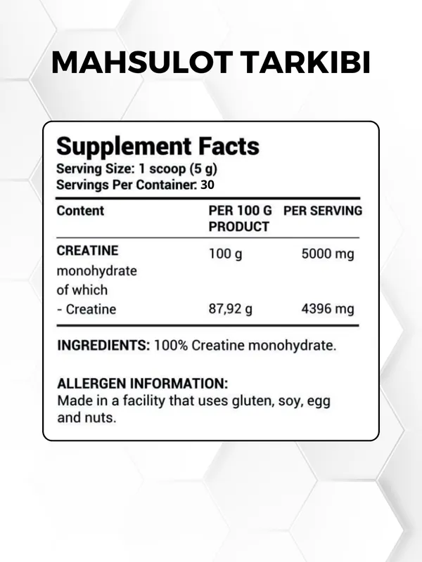 Kreatin Army1 Pure Creatine 150g halol 30 porsiya — фото 6