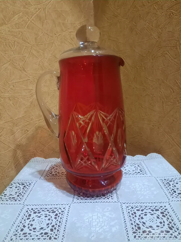 Рубиновый хрусталь. Красивый, винтажный графин с крышкой. В идеальном 4 Рубиновый хрусталь. Красивый, винтажный графин с крышкой. В идеальном 4