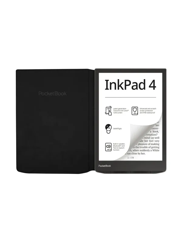 Чехол-книжка PocketBook Flip для PocketBook InkPad (743 Flip series Black), полиуретан/микрофибра, черный — фото 2