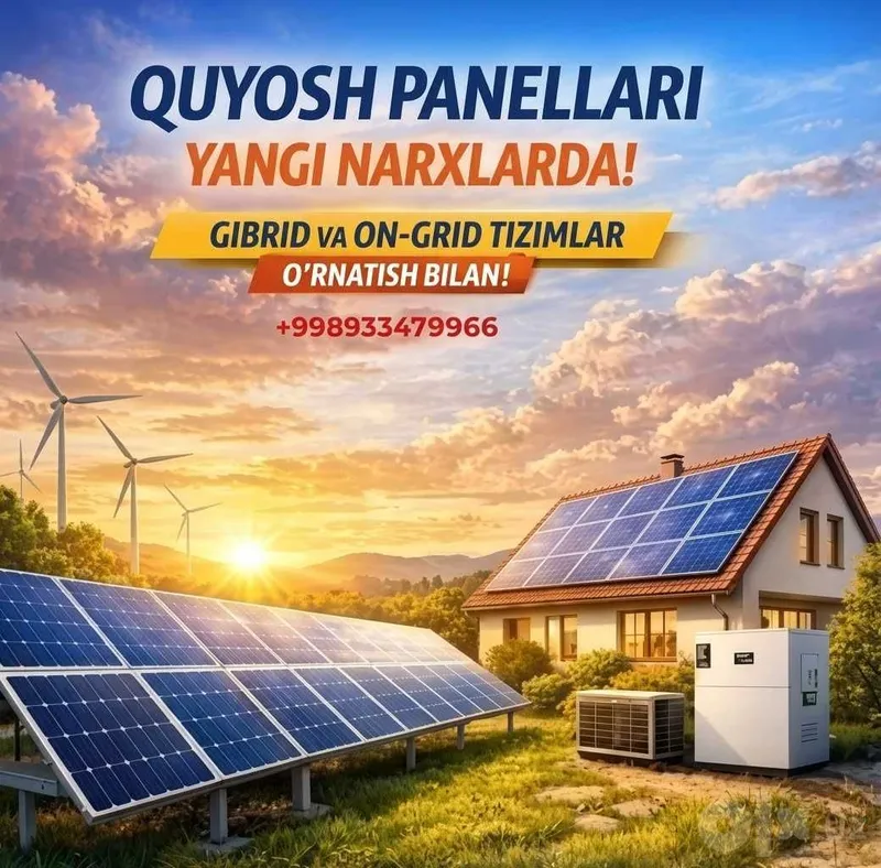 Quyosh panellari, invertorlar va barcha turdagi akkumulyatorlarni 2 Quyosh panellari, invertorlar va barcha turdagi akkumulyatorlarni 2