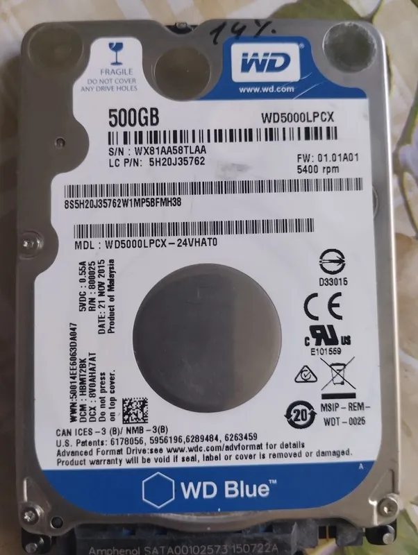 Hdd wd5000lpcx 500gb noutbukga