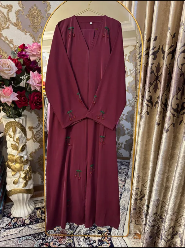 Bordo rangli nafis dubay abaya