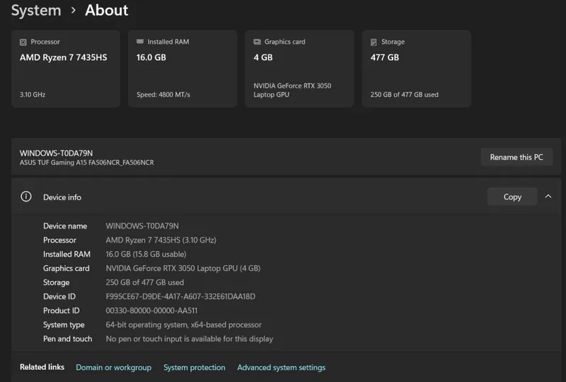 Asus TUF Gaming A15 3