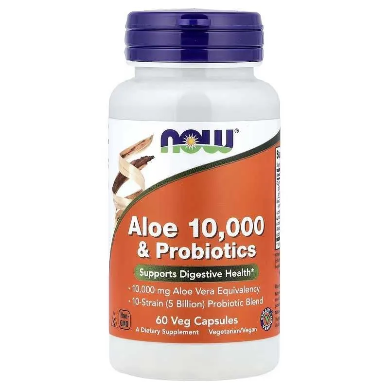 NOW Foods Aloe 10,000 & Probiotics алоэ 10 000 с пробиотиками — фото 1