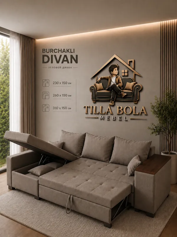 Ishlab chiqaruvchidan burchakli yoyiladigan divan 6