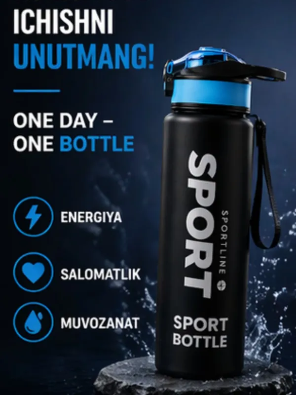 1L sport suv butilkasi (fitnes va gym uchun) — фото 3