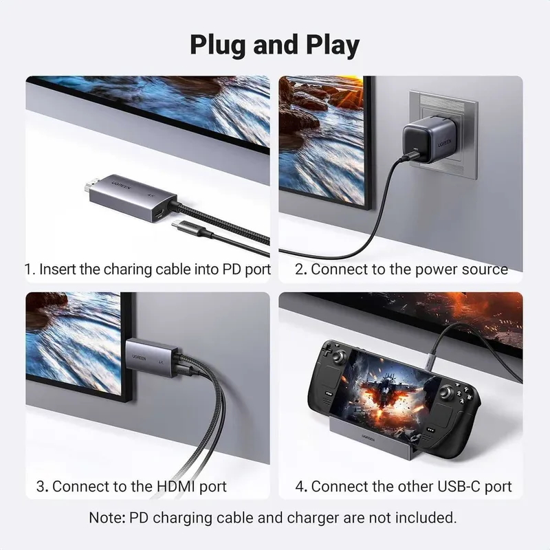 Новинка! Переходник кабель Ugreen USB Type-C to HDMI 4K60Hz с PD 100W — фото 3