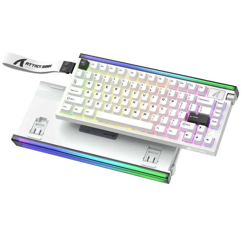 ; Клавиатура ATTACK SHARK R85 HE RU/White Contour Line/Purple Switch