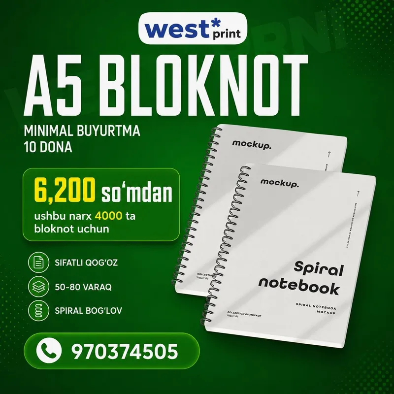 Qog'oz Paket / A5 Bloknot / Evro Flayer 2