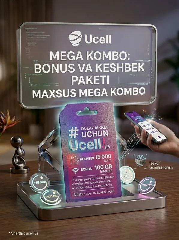 Ucell simkarta : 100GB + 15.000SO'M KESHBEK